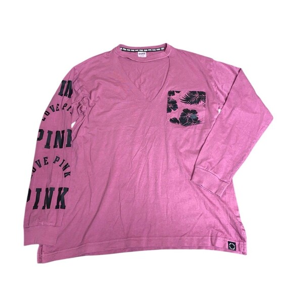 Victoria’s Secret Pink Cutout top -3253 Mauve Size Medium Beach Hibiscus Floral - Picture 1 of 1